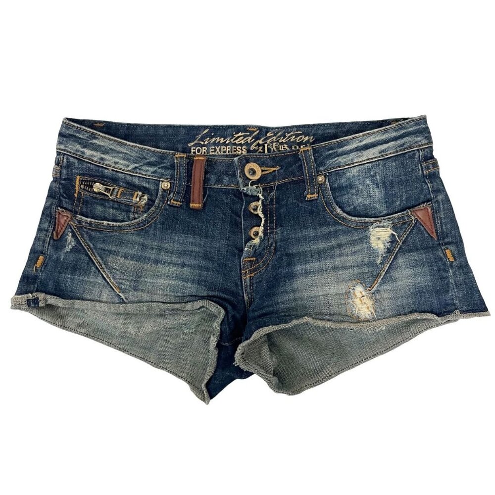 Vintage Express Rerock Low Rise Cut Off Distressed Shorts - Size 4